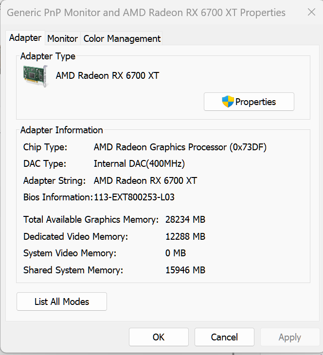 Monitor and Radeon Rx 6700 properties.png