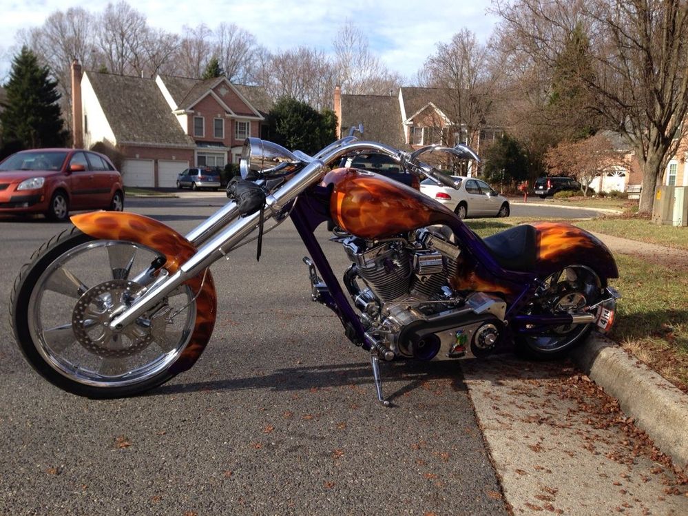 My 2004 Pitbull Dropseat-S chopper.  I bought it used for $27K and enjoyed it for several years.  I entered this bike in 4 bike shows and won in all 4.  I stopped after that, having a perfect record.