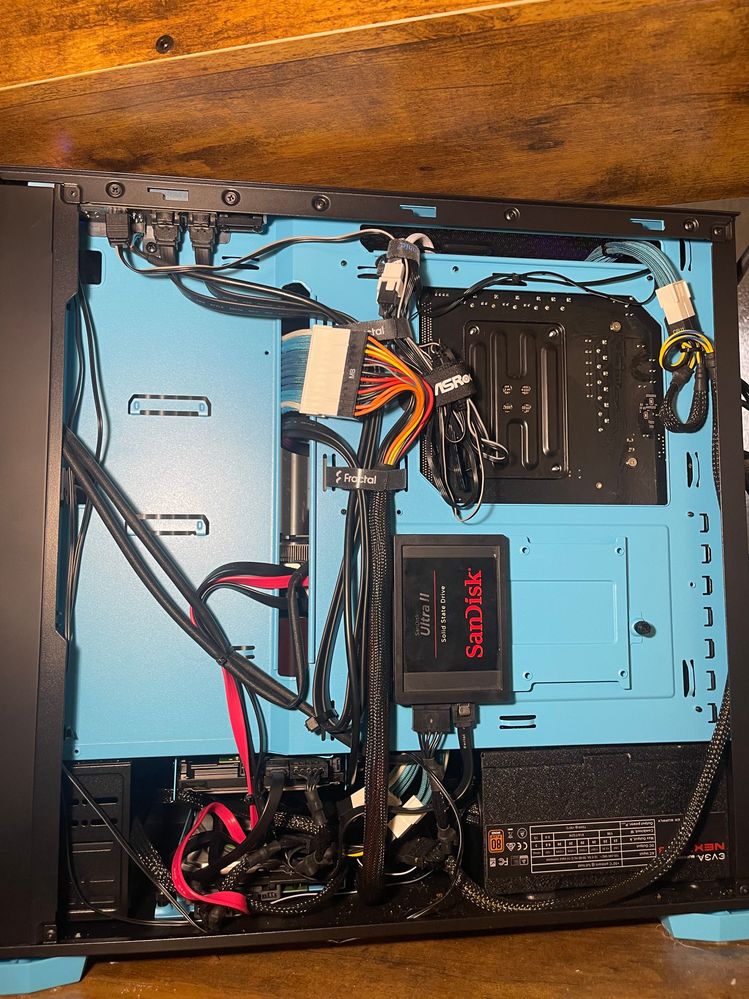 cable management gets messy when theres sata drives, and he has three of them
