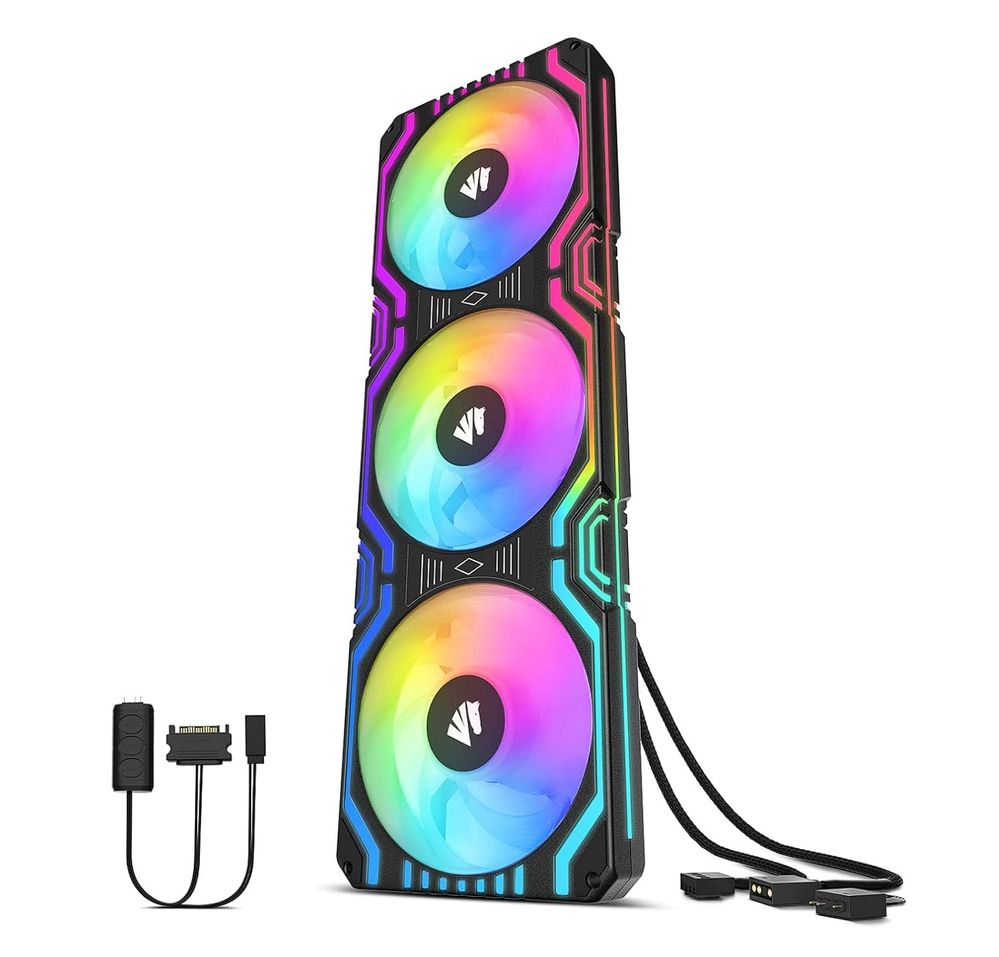 Asiahorse Matrix-Black 56 Addressable RGB LEDs 360MM All-in-One Square Frame Integrated Fan with MB Sync/Analog Controller, PWM Control Fan for Computer Case and Liquid Cooling System.