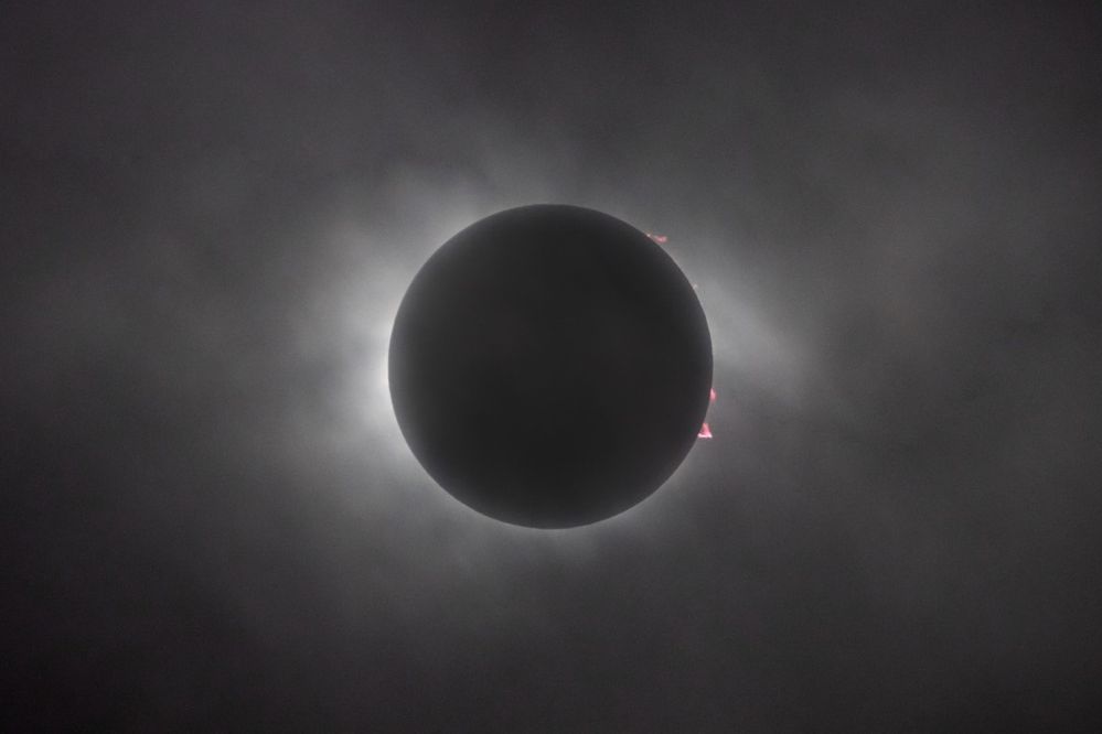 You can see the sun's corona in this image during totality.