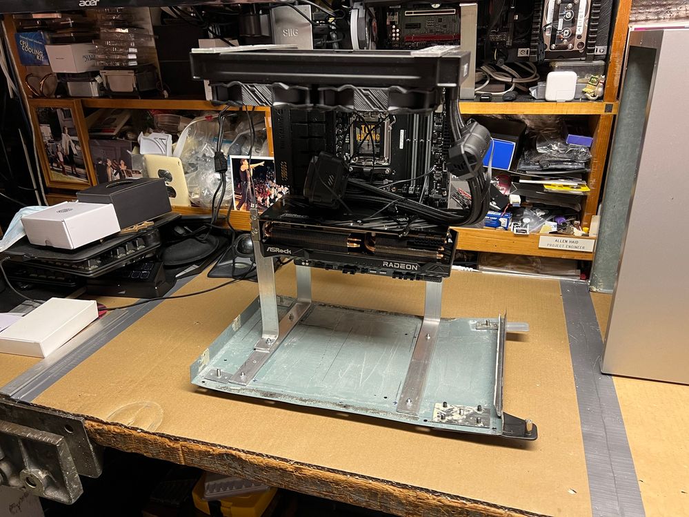 Now I have the frame assembly mounted where it clears the case feet.
