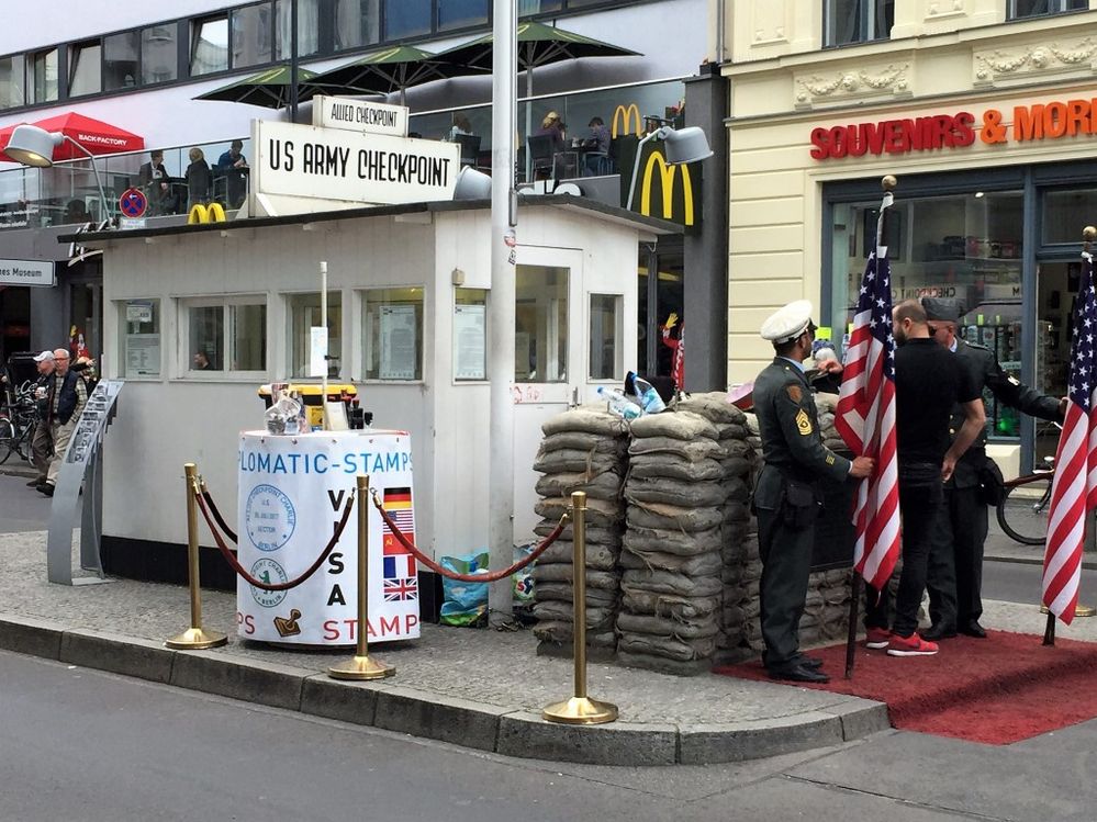 Check-Point Charlie.  They made it smaller to minimize the impact to passing traffic.