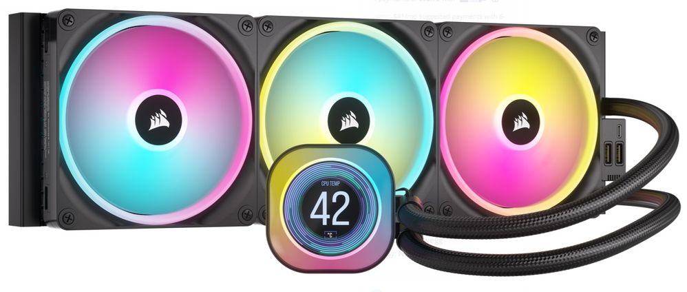 CORSAIR iCUE LINK H170i LCD Liquid CPU Cooler - QX140 RGB Fans - Large 420mm Radiator - Fits Intel LGA 1700, AMD® AM5 - iCUE LINK System Hub Included