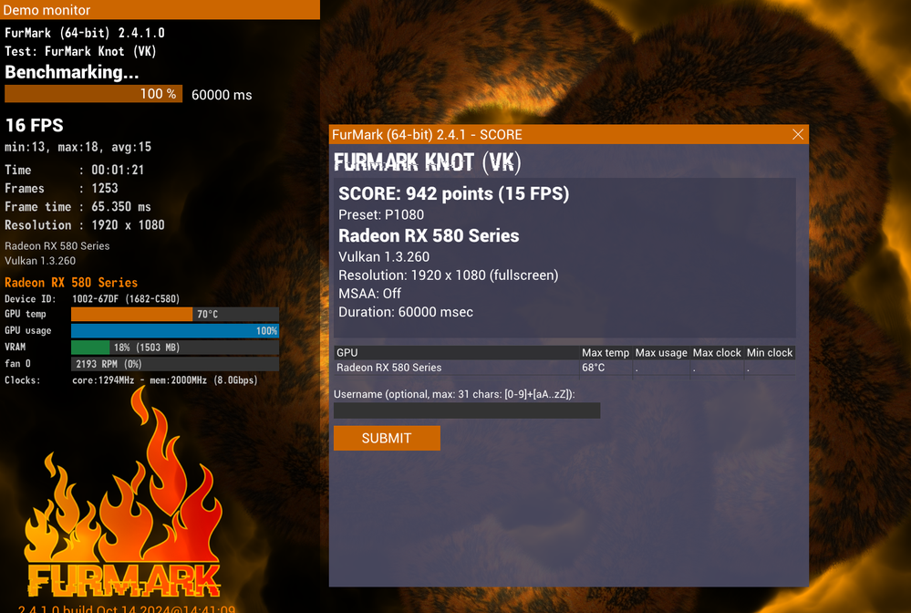 Benchmark test with Furmark