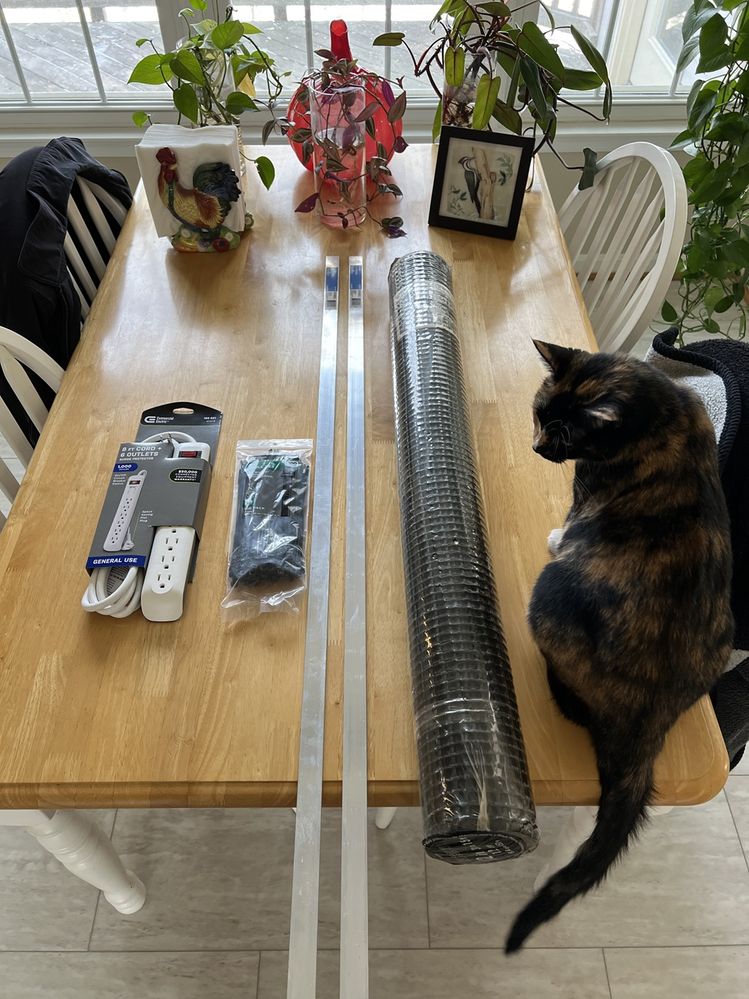 Home Depot procurement this afternoon - surge power strip, tie-wraps, aluminum bars and the black plastic hardware mesh.