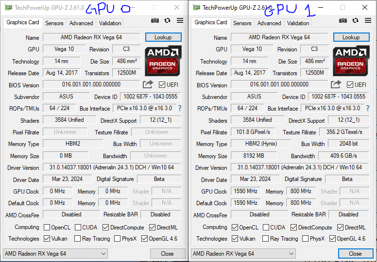 GPU-Z on each GPU