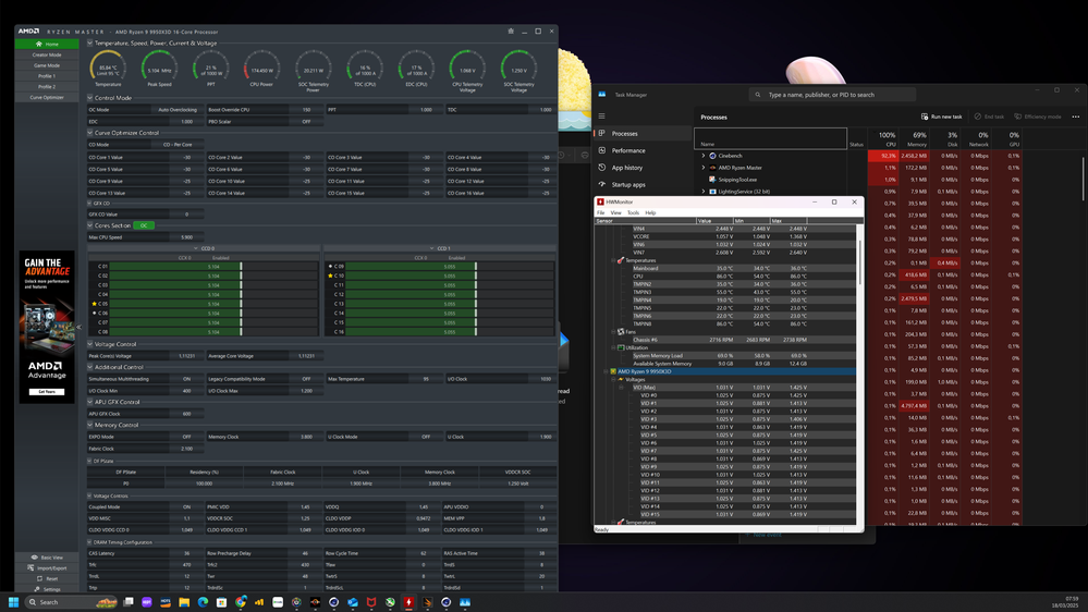 multicore 100% workloads, the voltage stable in 1.06v