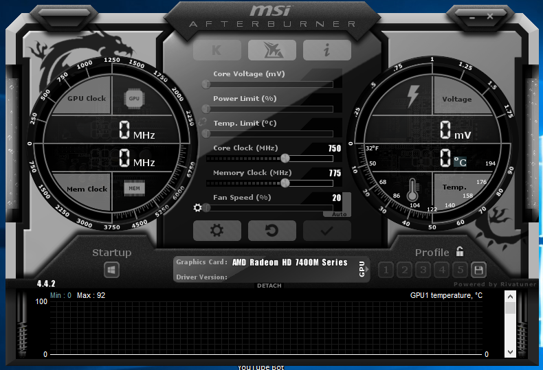 Тухнет экран при установке драйвера на radeon 7400m msi afterburner