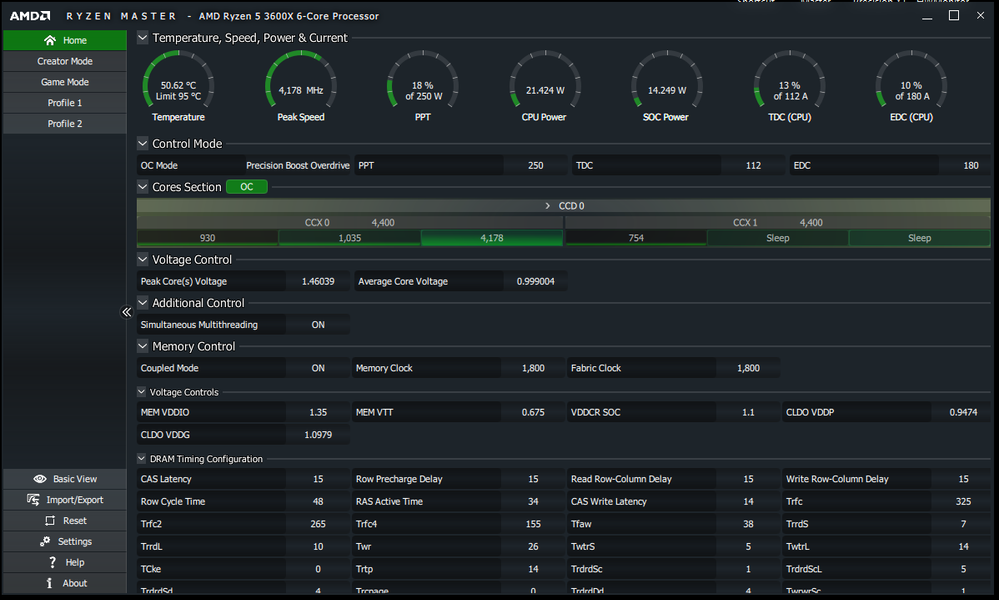 Single core test, note: I did see one core spike up to 4400 once but could not capture it