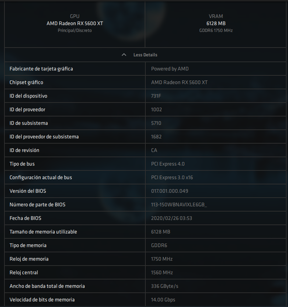 La GPU es una XFX RX 5600 XT THICC II PRO 6GB