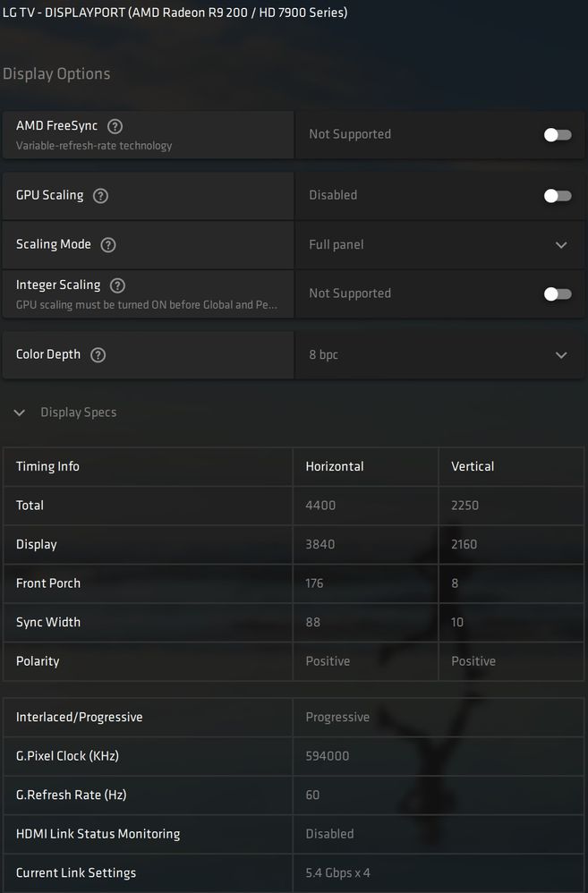 AMD LG 55UB8500 4k settings