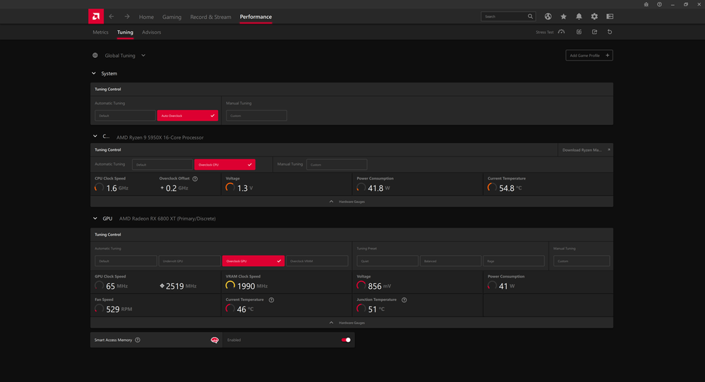 Radeon Software Auto Overclock Enabled