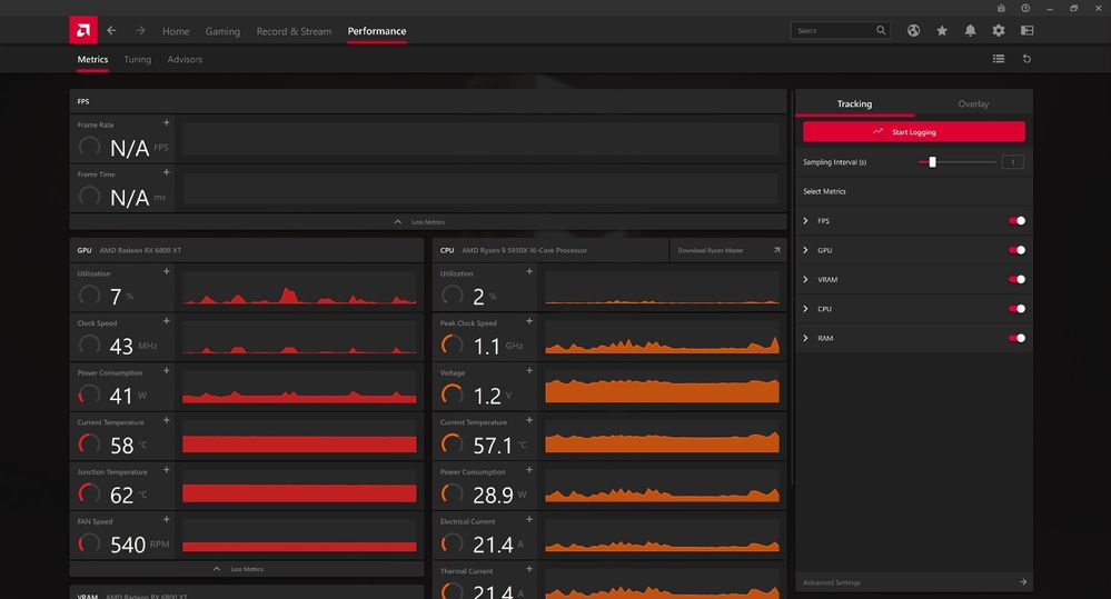 Monitor system performance with the Radeon™ Software Performance Metrics Screen