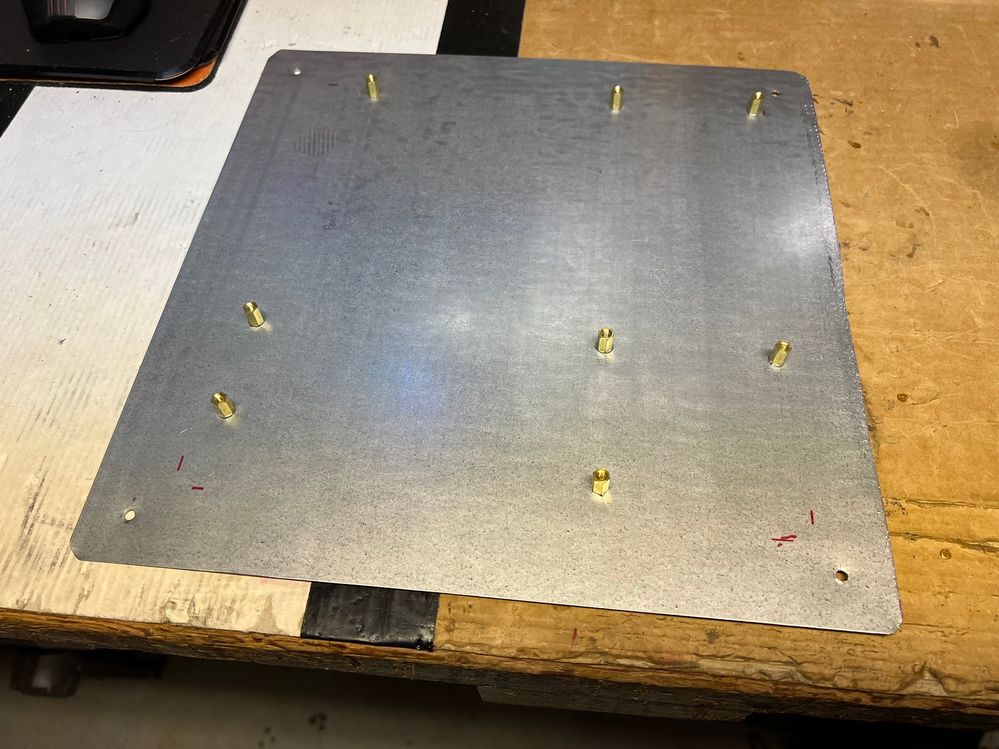 Today I started with drilling holes in the four corners of the motherboard tray.