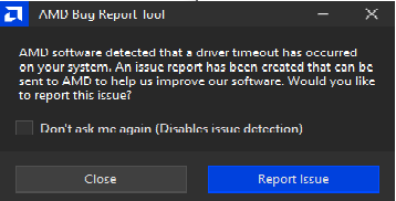 Driver timeout - Report Tool.