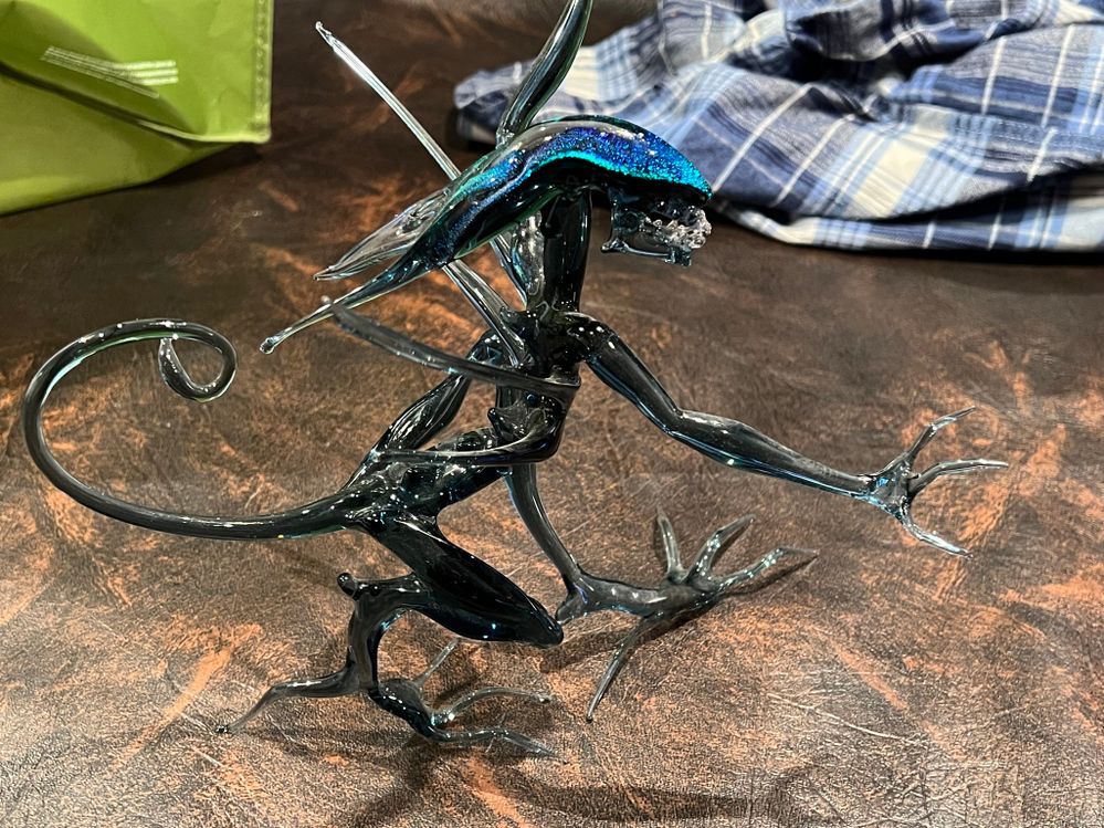 Tom received an Alien creature made of glass.