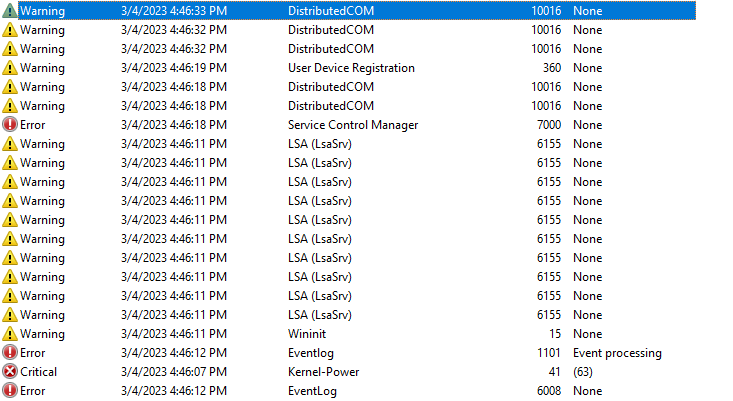 logs from before crash & startup after