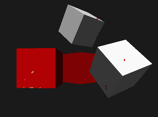 Red texture appearing on white cubes and vice-versa