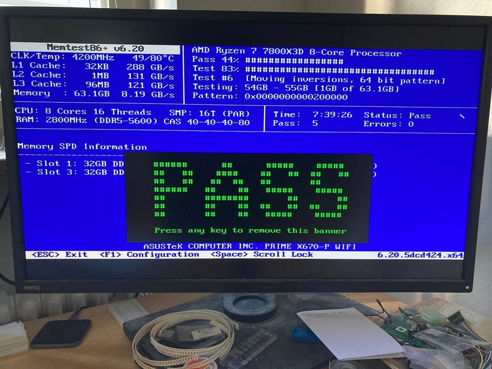 Kingston 64 GB ram passes 5 rounds of testing (7 hours)
