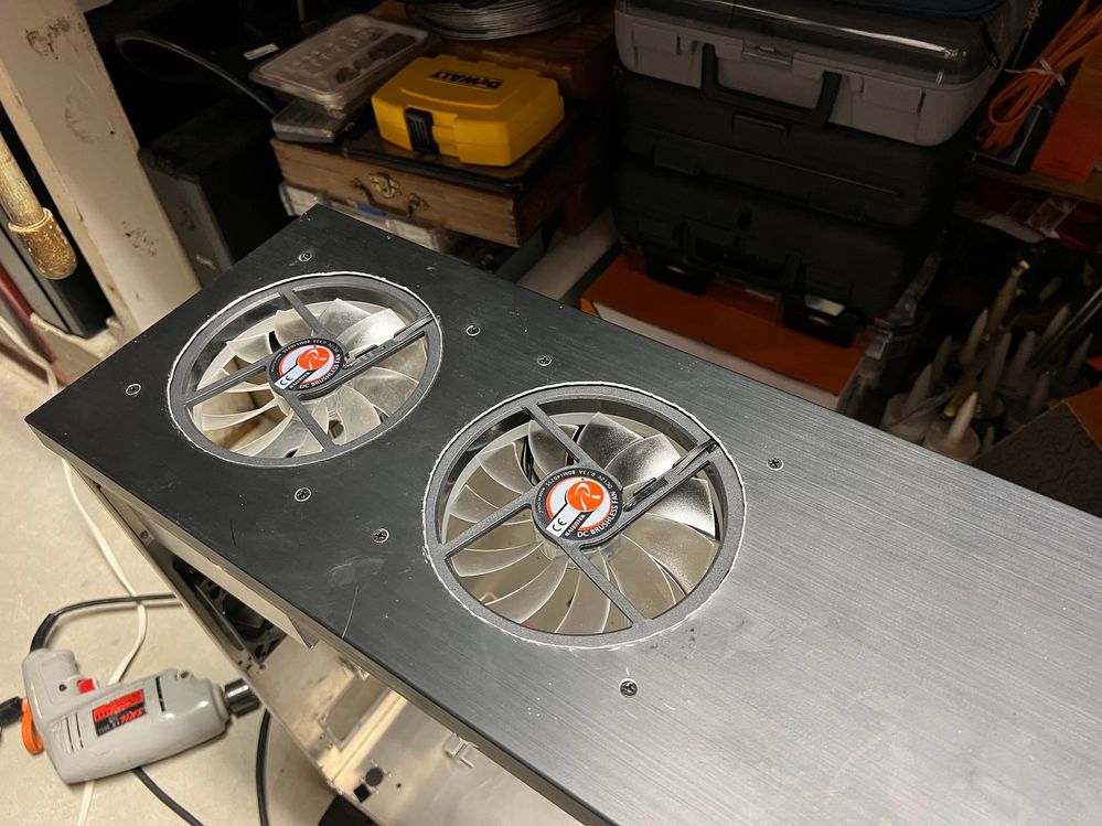 Test fitting the two 140mm fans.