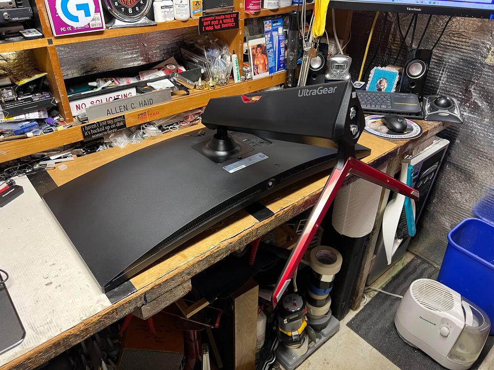 I carefully unpacked everything and assembled it on my workbench.  You don't take chances with these large monitors.