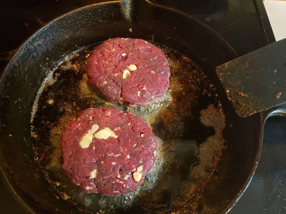 Red Burgers in Iron Skillet
