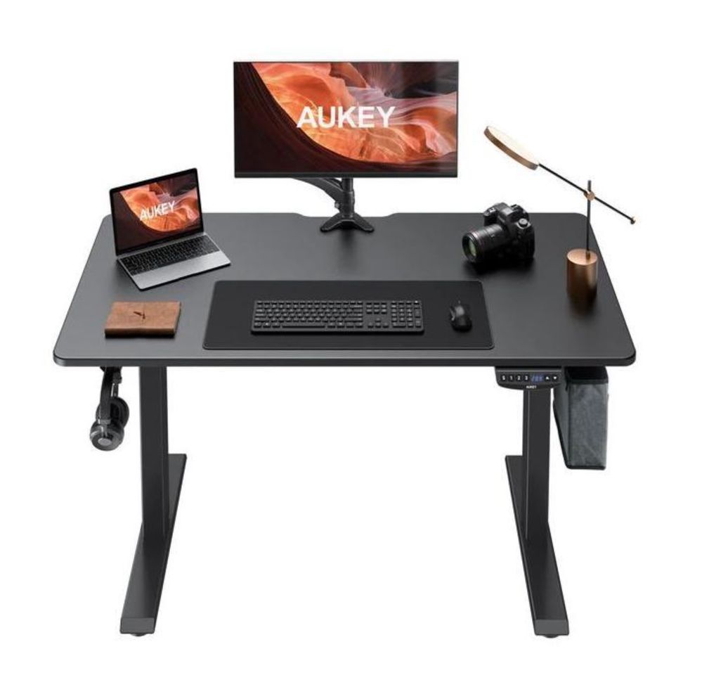 AUKEY Dual Motors Height-Adjustable Electric Standing Desk 48" x 24'', Black S-D01