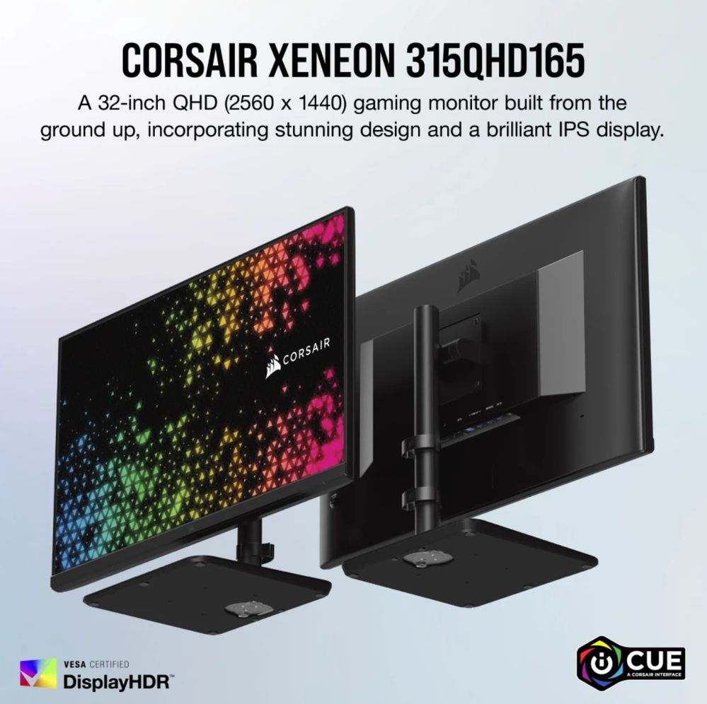 CORSAIR XENEON 315QHD165 32-Inch IPS Gaming Monitor, QHD (2560 x 1440), 165Hz