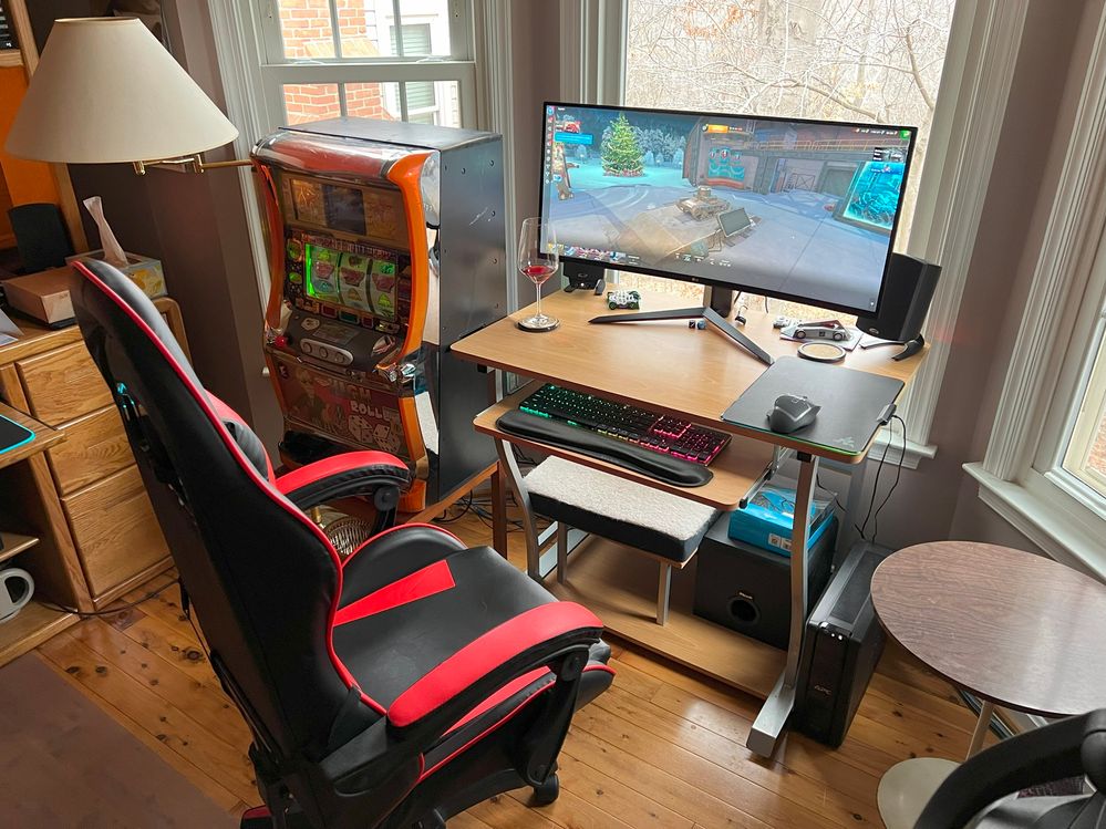 Gaming in style - and you can watch the squirrels climb the trees in the woods behind our house after  your tank is destroyed.