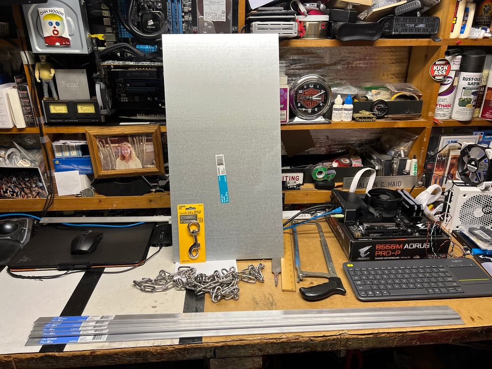 I will cut that metal sheet down to about 12" x 12", since the motherboard is only 9.5 " x 9.5 " (micro-ATX)