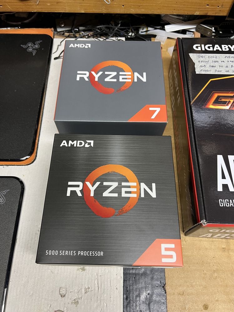 My two CPUs to play with, the AMD Ryzen 7 1800X and Ryzen 5 5600.
