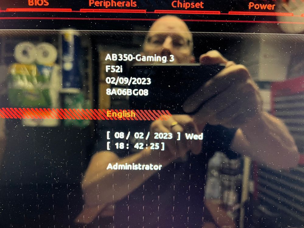 Ok, there you go!  We have the F52i BIOS installed.  I can swap the CPUs now....