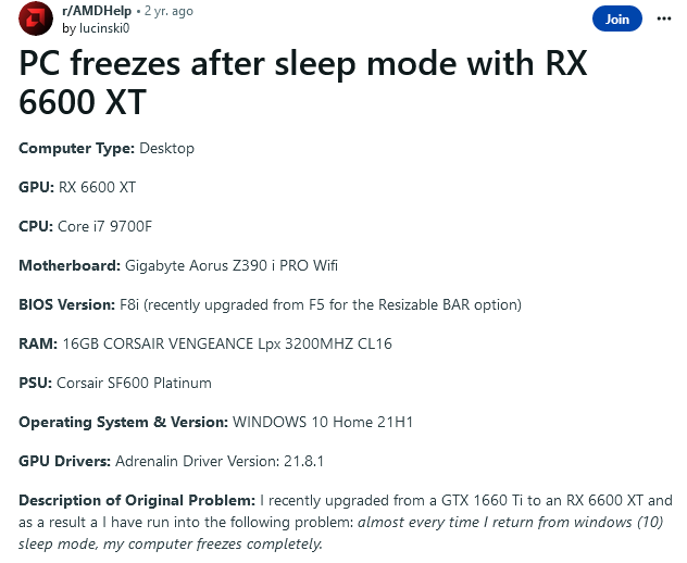 Screenshot 2023-08-21 at 11-31-58 PC freezes after sleep mode with RX 6600 XT r_AMDHelp.png Screenshot 2023-08-21 at 11-31-58 PC freezes after sleep mode with RX 6600 XT r_AMDHelp.png