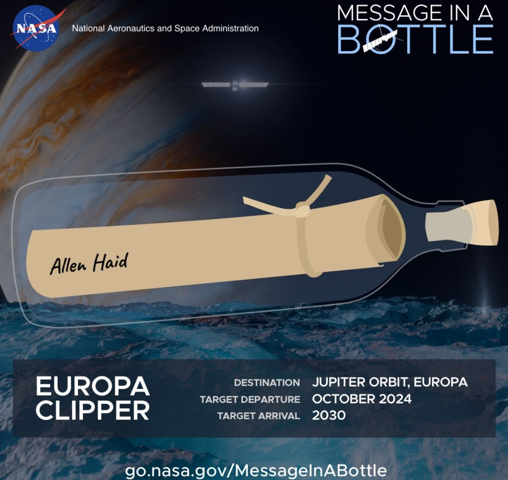 Get your name on the Europa Clipper spacecraft - it costs you nothing.